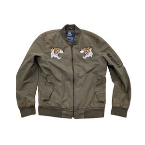 American Rag Green Field Jacket with Tiger Embroidery Size M